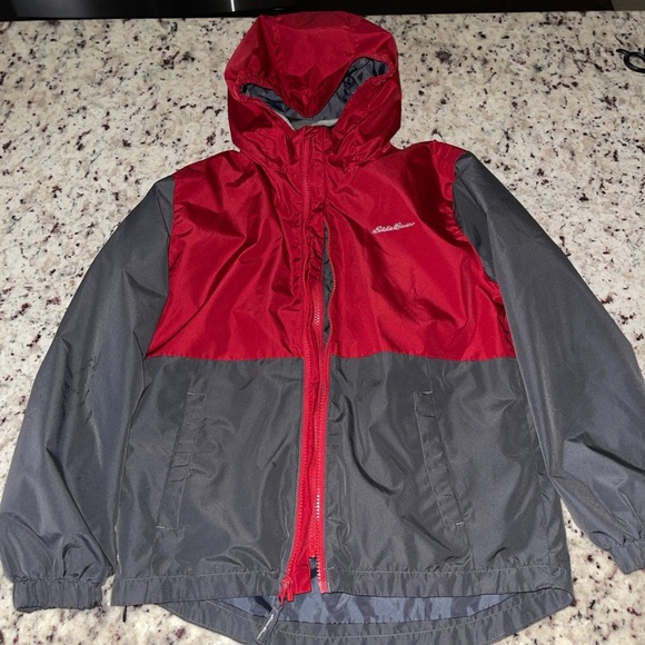 Eddie Bauer Size Medium Youth Lone Peak 3-in-1 Jacket Red Gray Fleece Liner Camo - Picture 10 of 16